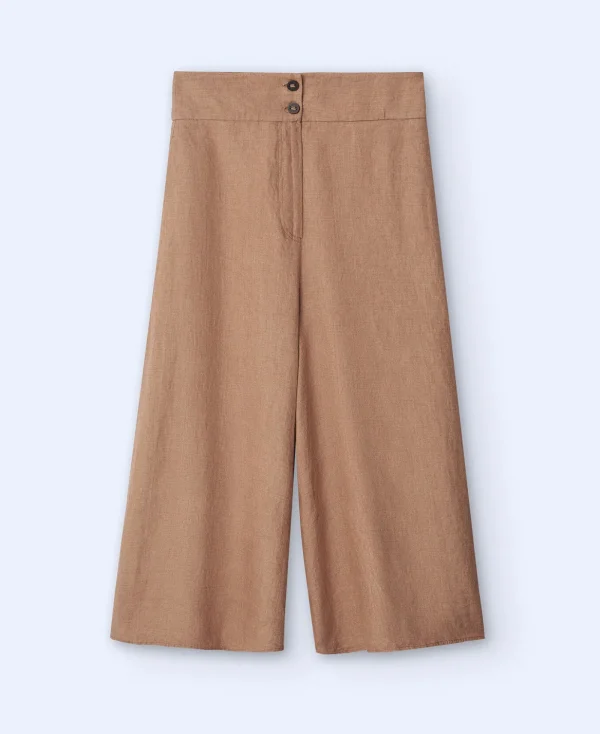 Adolfo Dominguez Pantalons*Jupe-Culotte En Lin Europeen Caramel