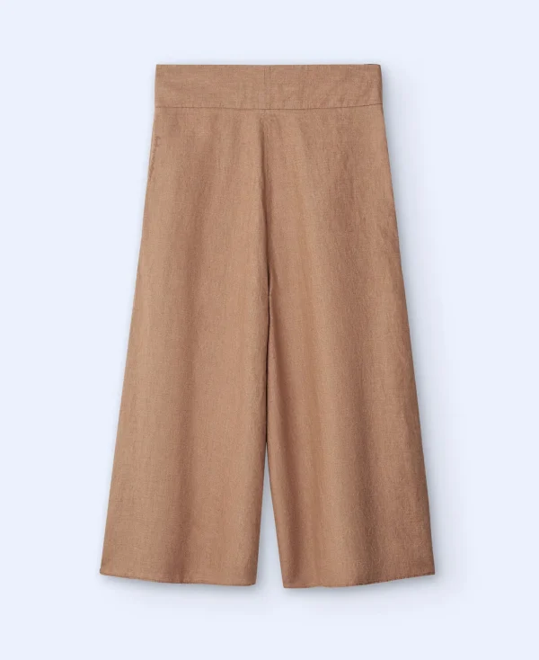 Adolfo Dominguez Pantalons*Jupe-Culotte En Lin Europeen Caramel