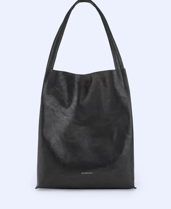 Adolfo Dominguez Sacs*Maxi Sac Shopper En Cuir De Vachette Noir