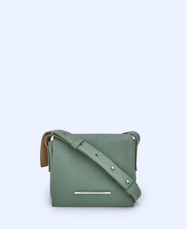 Adolfo Dominguez Sacs*Mini Sac A Bandouliere En Cuir Responsable Bleu Vert