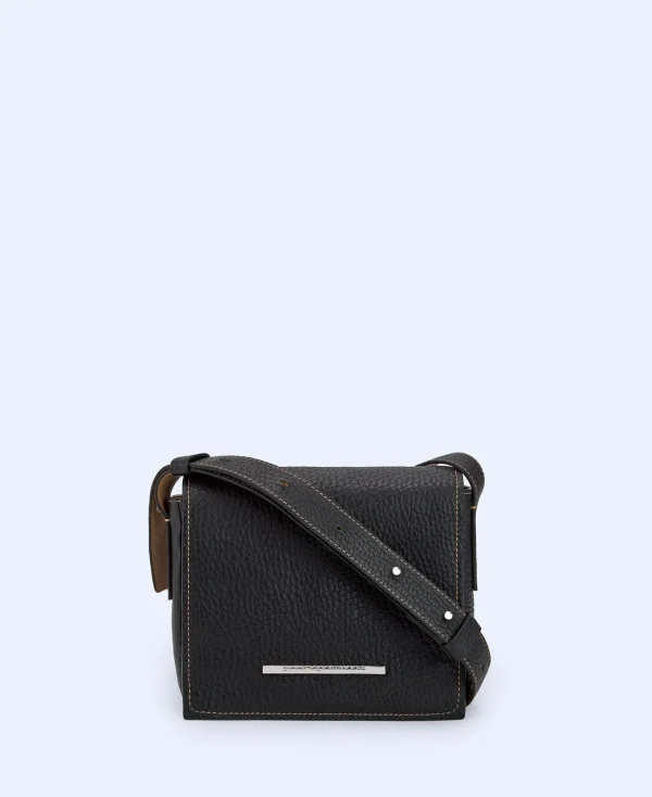 Adolfo Dominguez Sacs*Mini Sac A Bandouliere En Cuir Responsable Noir