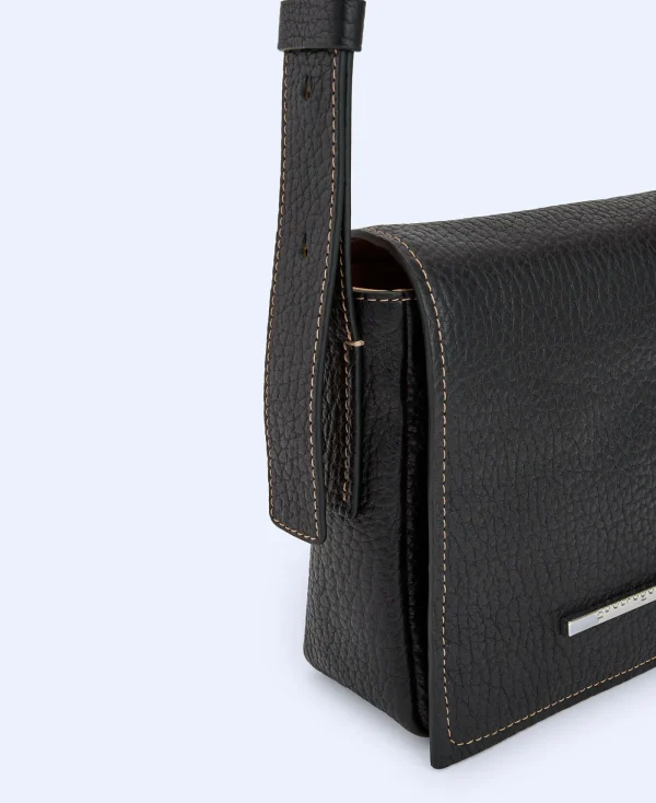 Adolfo Dominguez Sacs*Mini Sac A Bandouliere En Cuir Responsable Noir