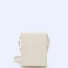 Adolfo Dominguez Sacs*Mini Sac En Cuir Avec Fermeture A Rabat Blanc Casse