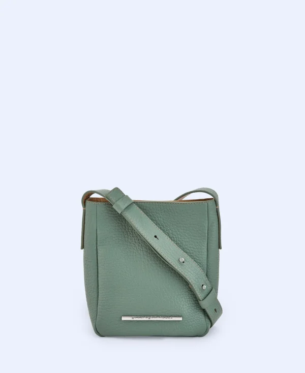 Adolfo Dominguez Sacs*Mini Sac Hobo En Cuir Responsable Bleu Vert