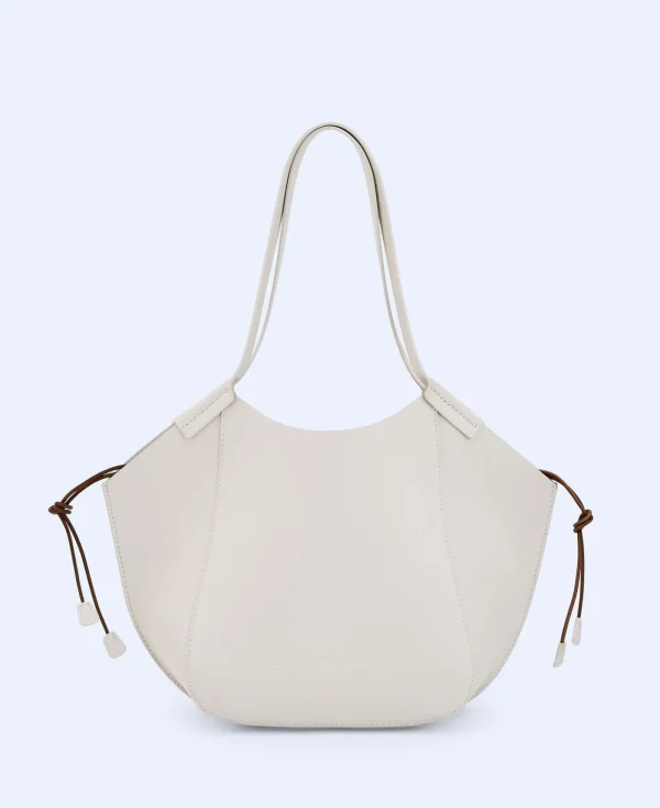 Adolfo Dominguez Sacs*Mini Sac Shopper En Cuir De Vachette Ecru