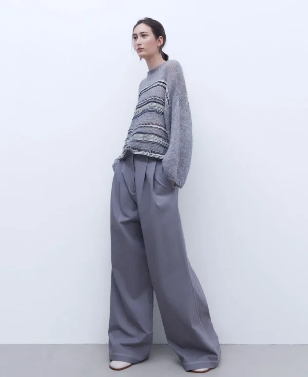 Adolfo Dominguez Pantalons*Pantalon Ample En Tissu De Coton. Gris