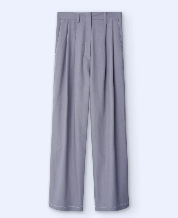 Adolfo Dominguez Pantalons*Pantalon Ample En Tissu De Coton. Gris