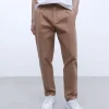 Adolfo Dominguez Pantalons*Pantalon Chino A Pinces En Coton Camel