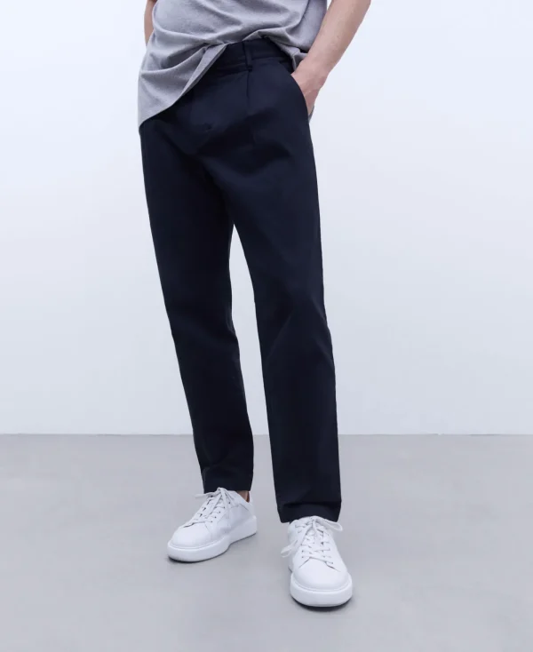 Adolfo Dominguez Pantalons*Pantalon Chino A Pinces En Coton Noir