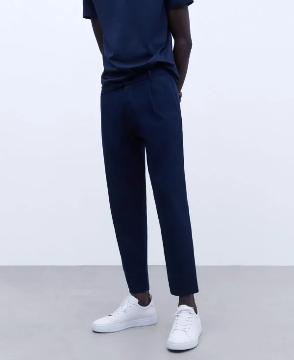 Adolfo Dominguez Pantalons*Pantalon Chino Ample Avec Pinces Bleu Marine