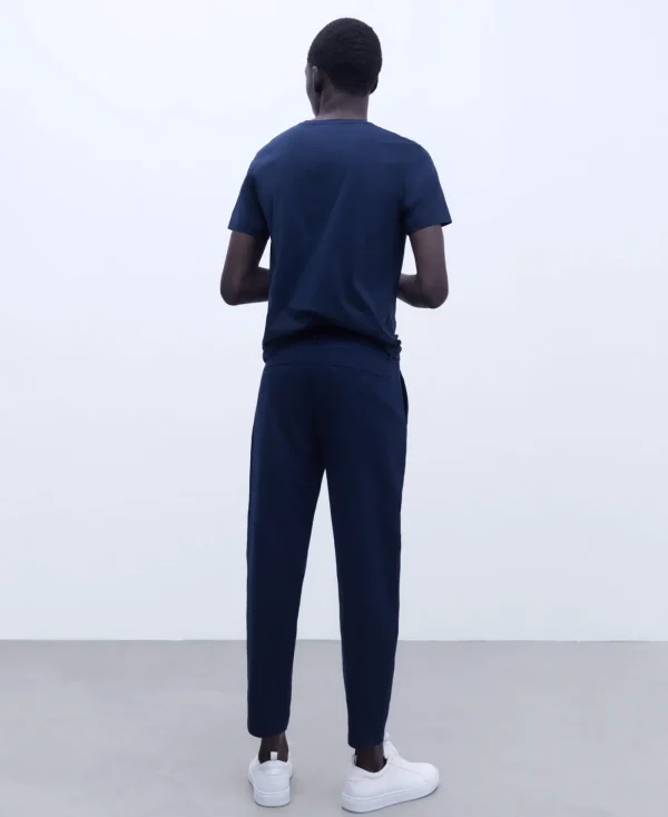 Adolfo Dominguez Pantalons*Pantalon Chino Ample Avec Pinces Bleu Marine