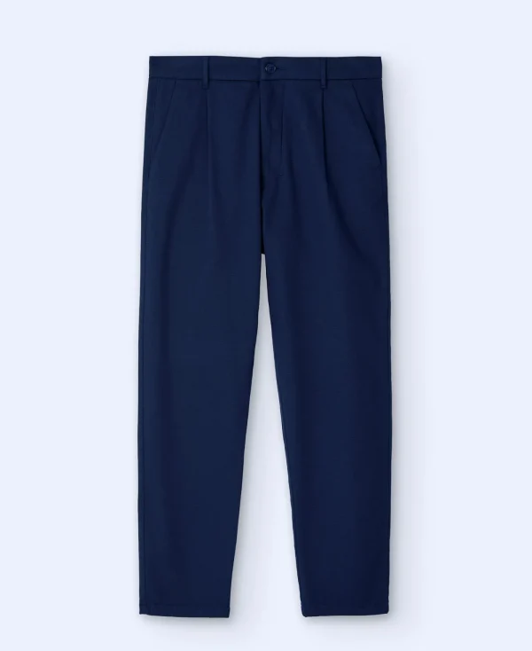 Adolfo Dominguez Pantalons*Pantalon Chino Ample Avec Pinces Bleu Marine