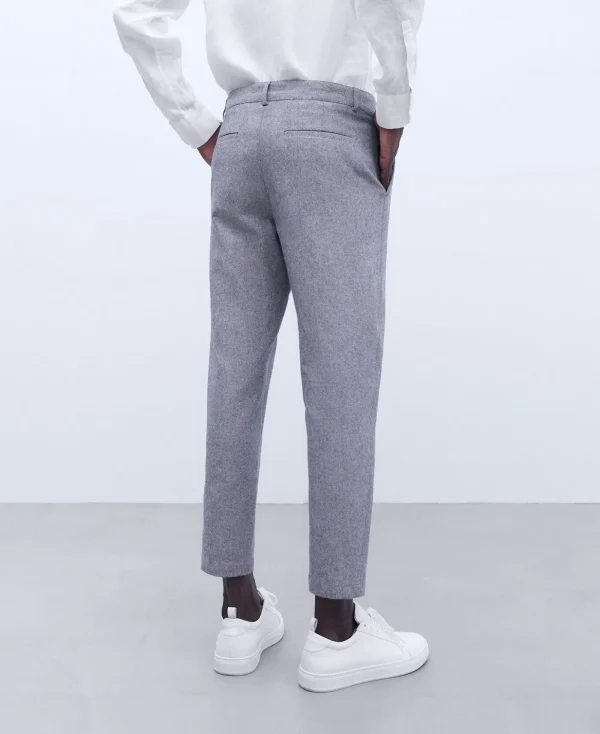 Adolfo Dominguez Pantalons*Pantalon Chino En Coton Et Lin Bleu Marine Blanc