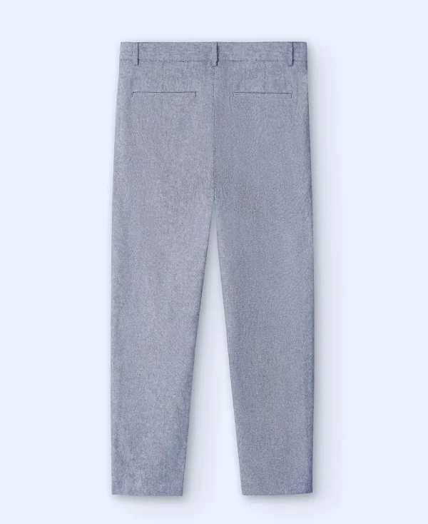 Adolfo Dominguez Pantalons*Pantalon Chino En Coton Et Lin Bleu Marine Blanc