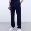 Adolfo Dominguez Pantalons*Pantalon Chino En Coton Serge Bleu Marine