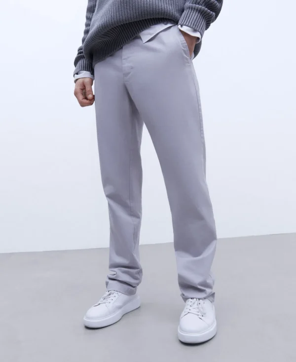 Adolfo Dominguez Pantalons*Pantalon Chino En Coton Serge Glace