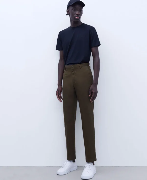 Adolfo Dominguez Pantalons*Pantalon Chino En Coton Serge Kaki