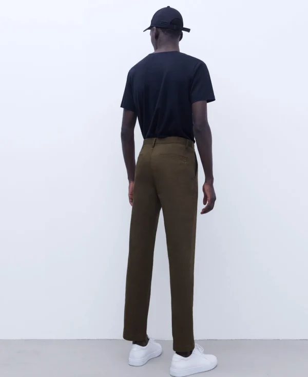 Adolfo Dominguez Pantalons*Pantalon Chino En Coton Serge Kaki