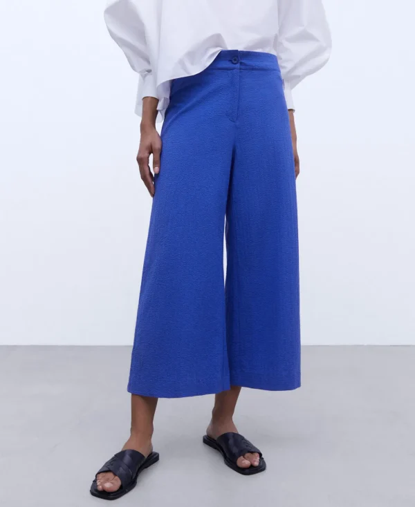 Adolfo Dominguez Pantalons*Pantalon Coupe Ample En Coton Bleu