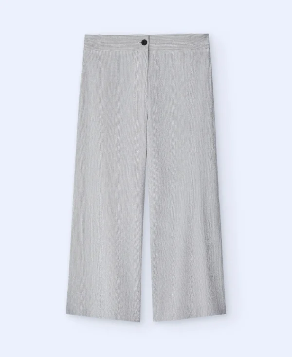 Adolfo Dominguez Pantalons*Pantalon Coupe Ample En Coton Blanc Et Noir