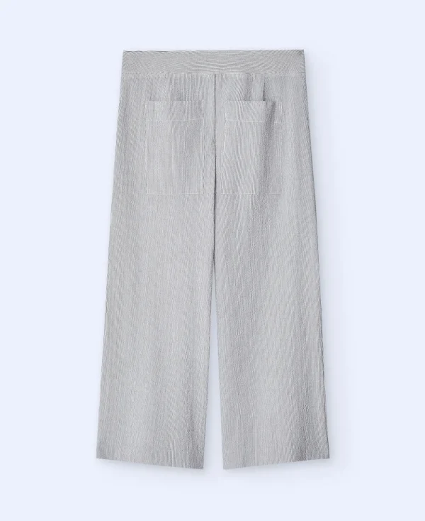 Adolfo Dominguez Pantalons*Pantalon Coupe Ample En Coton Blanc Et Noir