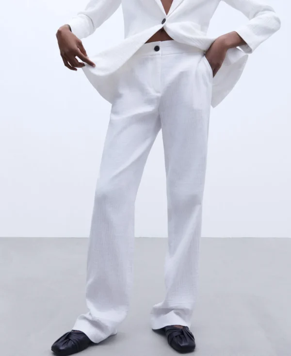 Adolfo Dominguez Pantalons*Pantalon De Costume Coupe Droite. Blanc Naturel