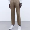 Adolfo Dominguez Pantalons*Pantalon De Costume En Lin Europeen Ocre