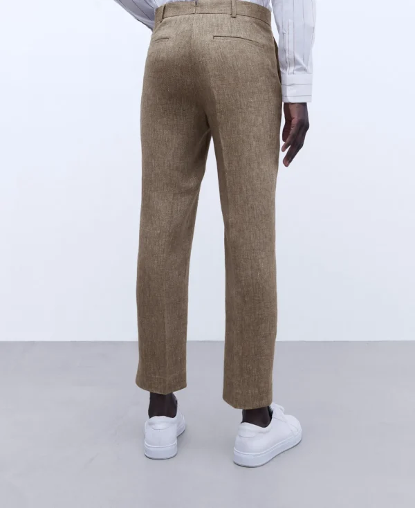 Adolfo Dominguez Pantalons*Pantalon De Costume En Lin Europeen Ocre