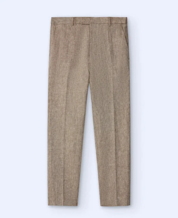 Adolfo Dominguez Pantalons*Pantalon De Costume En Lin Europeen Ocre