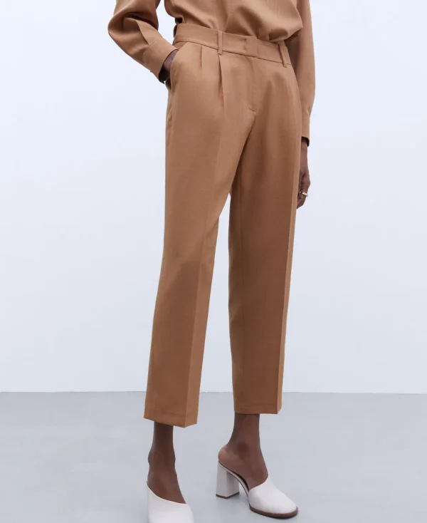 Adolfo Dominguez Pantalons*Pantalon Droit A Pinces Camel