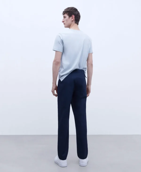 Adolfo Dominguez Pantalons*Pantalon Droit En Popeline De Coton Bleu Marine