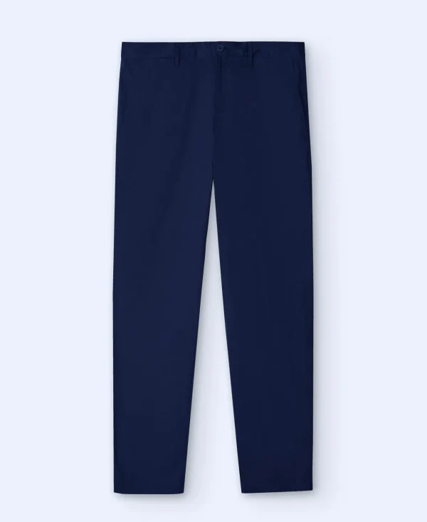 Adolfo Dominguez Pantalons*Pantalon Droit En Popeline De Coton Bleu Marine