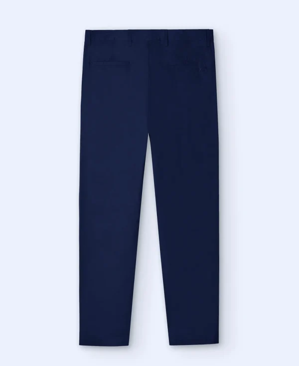 Adolfo Dominguez Pantalons*Pantalon Droit En Popeline De Coton Bleu Marine