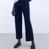 Adolfo Dominguez Maille*Pantalon En Maille Coupe Droite Bleu Marine