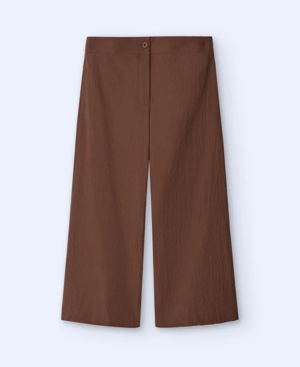 Adolfo Dominguez Pantalons*Pantalon En Seersucker De Coton. Marron