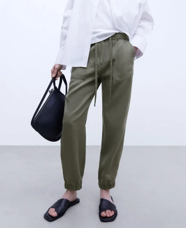 Adolfo Dominguez Pantalons*Pantalon Jogger En Lyocell De Lenzig™ Vert Fonce