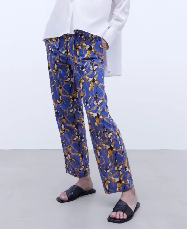 Adolfo Dominguez Pantalons*Pantalon Jogger Imprime En Coton Bleu Imprime