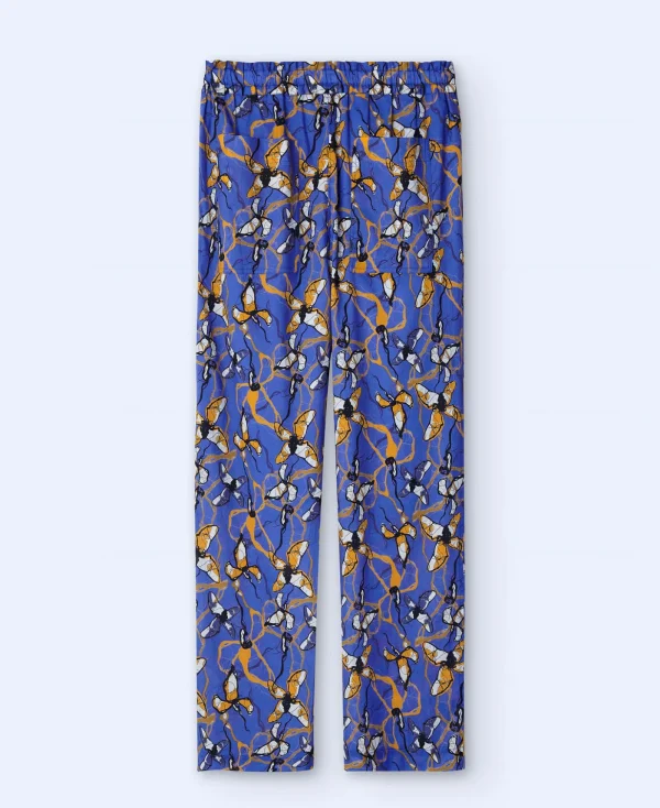 Adolfo Dominguez Pantalons*Pantalon Jogger Imprime En Coton Bleu Imprime