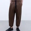 Adolfo Dominguez Pantalons*Pantalon Oversize En Coton Cire Marron