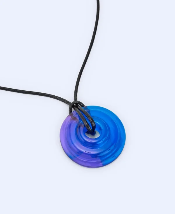 Adolfo Dominguez Bijuteria*Pendentif Circulaire En Resine Translucide Bleu