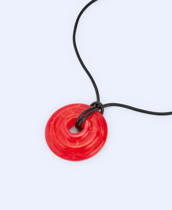 Adolfo Dominguez Bijuteria*Pendentif Circulaire En Resine Translucide Rose