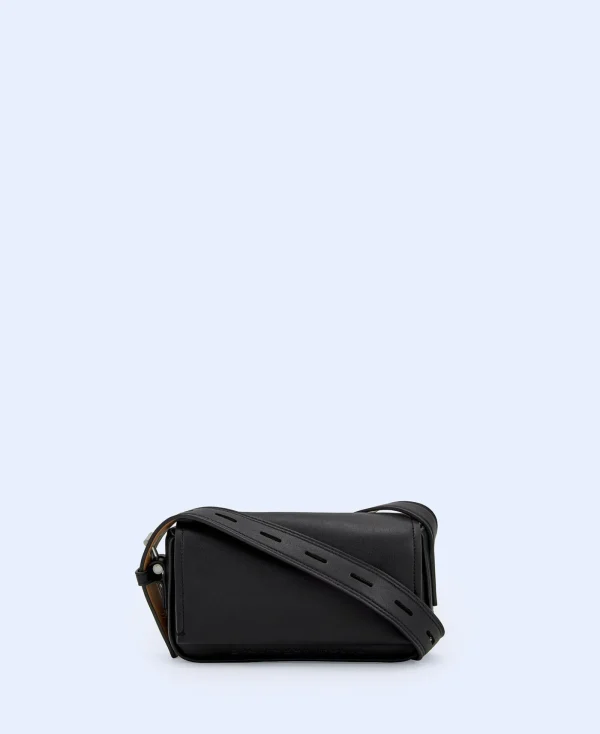 Adolfo Dominguez Sacs*Petit Sac A Bandouliere A Texture Lisse Noir