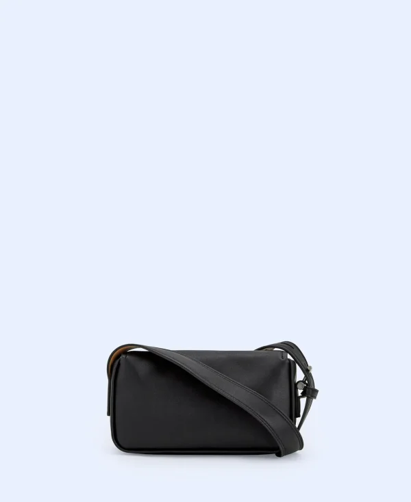 Adolfo Dominguez Sacs*Petit Sac A Bandouliere A Texture Lisse Noir