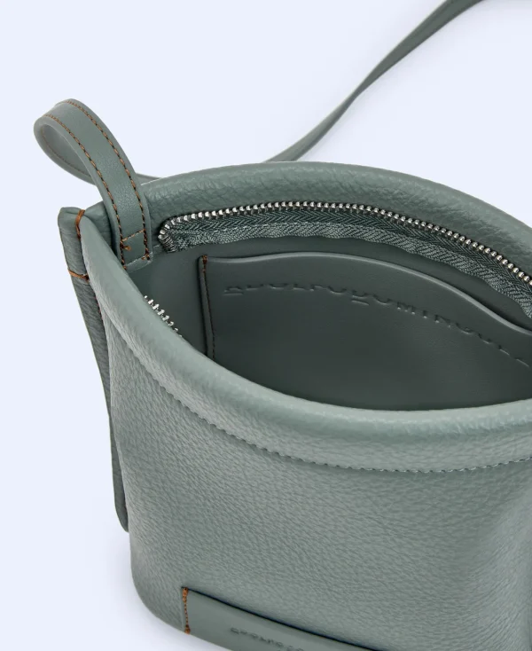 Adolfo Dominguez Sacs*Petit Sac A Bandouliere A Texture Grainee Vert Clair