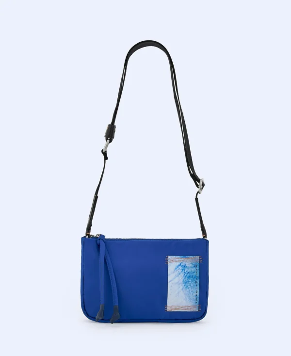 Adolfo Dominguez Sacs*Petit Sac A Bandouliere En Tissu Matelasse Bleu Encre