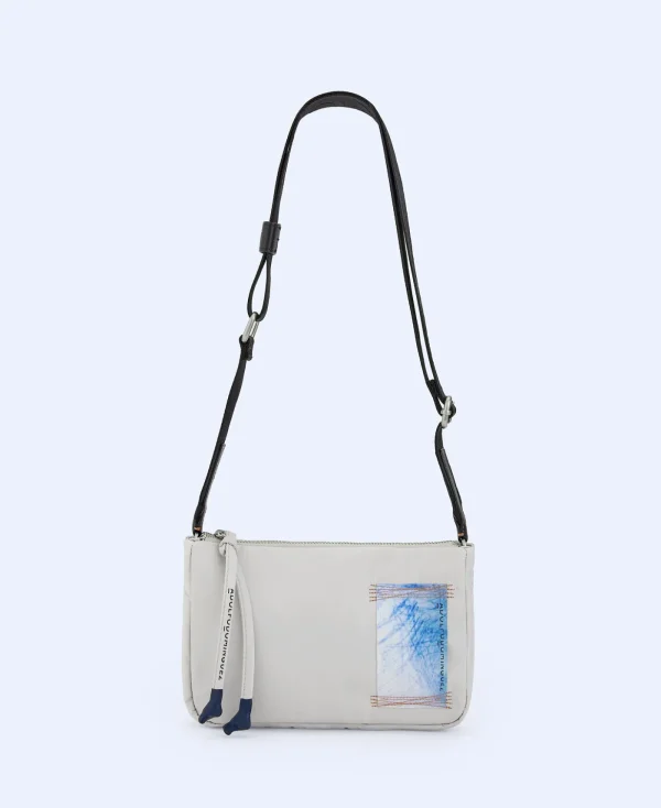 Adolfo Dominguez Sacs*Petit Sac A Bandouliere En Tissu Matelasse Blanc Casse