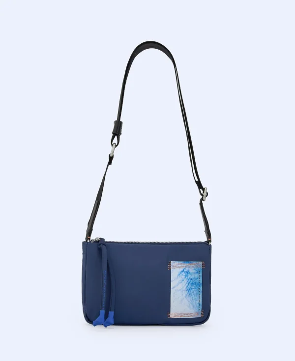 Adolfo Dominguez Sacs*Petit Sac A Bandouliere En Tissu Matelasse Bleu Marine