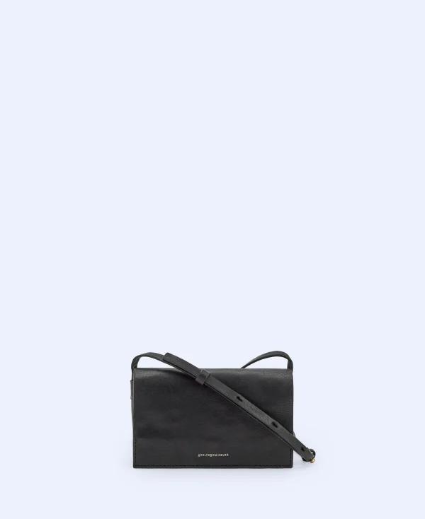 Adolfo Dominguez Sacs*Petit Sac A Bandouliere En Cuir De Vachette Noir