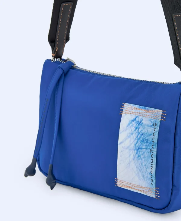 Adolfo Dominguez Sacs*Petit Sac A Bandouliere En Tissu Matelasse Bleu Encre