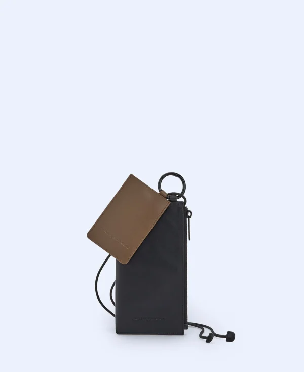 Adolfo Dominguez Housse De Portable*Pochette Porte-Telephone En Cuir Responsable Noir